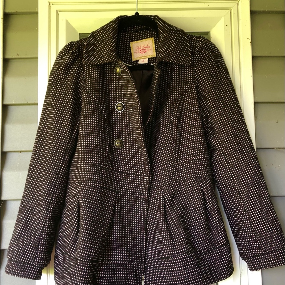 Pink Envelope - BLACK  & PINK Micro-Pattern Peacoat